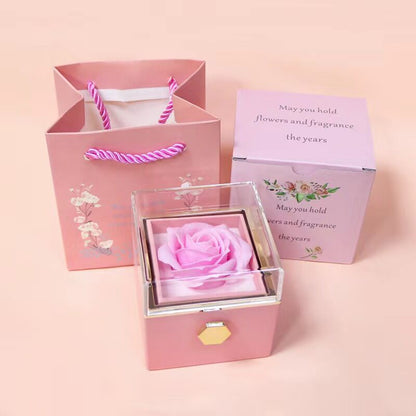 Coffret rose éternelle - bijou rotatif