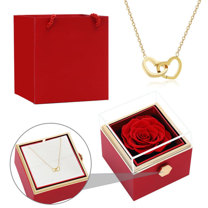 Coffret rose éternelle - bijou rotatif