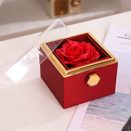 Coffret rose éternelle - bijou rotatif