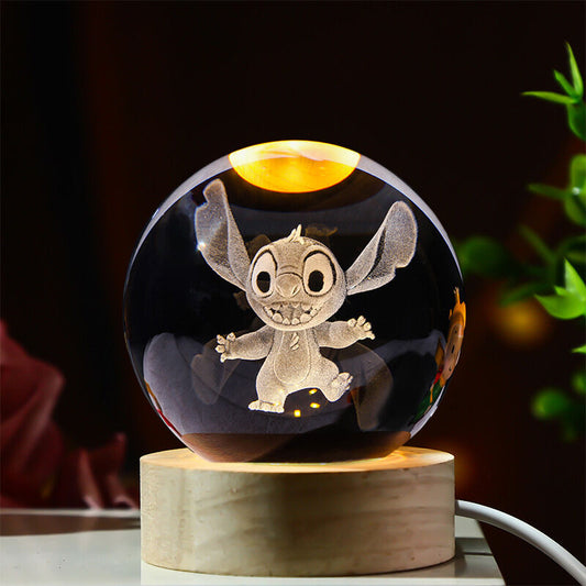 Veilleuse boule de cristal sculptée en 3D