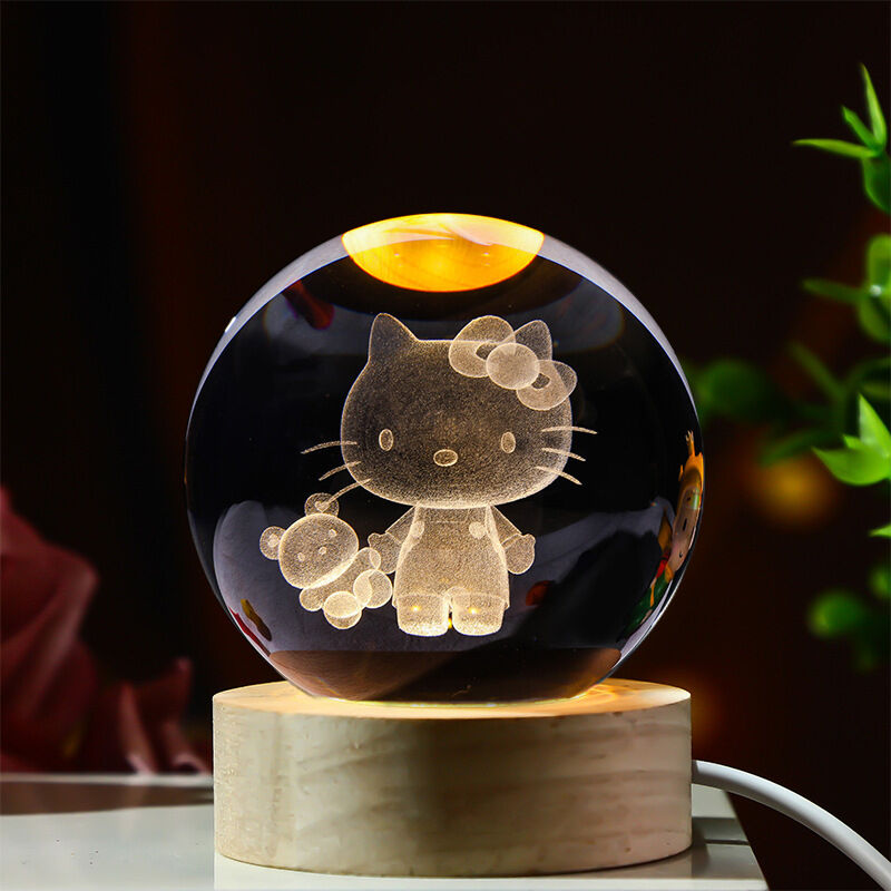 Veilleuse boule de cristal sculptée en 3D